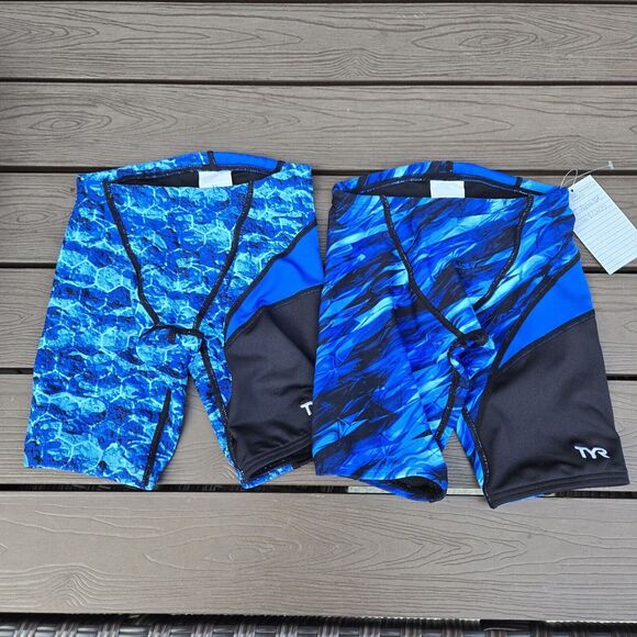 TYR Durafast EliteSwimwear Boy Blue/Black Jammers Size 22 New Samples (2)